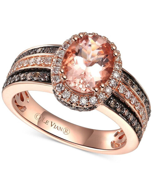 Peach Morganite (1-1/3 ct.-t.w.) & Diamond (5/8 ct. t.w.) Ring in 14k Rose Gold (Also Available White Gold or Yellow Gold)
