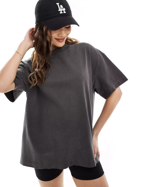 ASOS 4505 Icon boxy heavyweight oversized t-shirt with quick dry in washed black