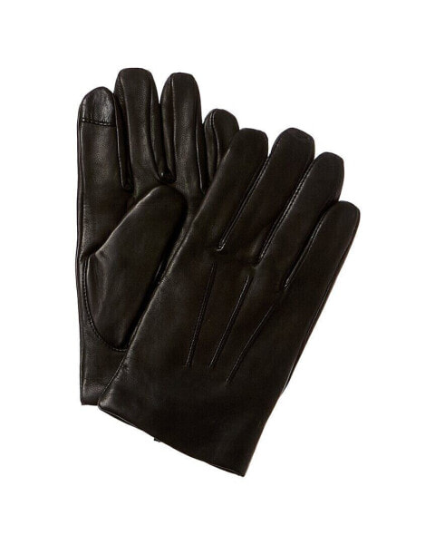 Black Brown 1826 3 Point Basic Cashmere-Lined Leather Tech Gloves Men's Black L