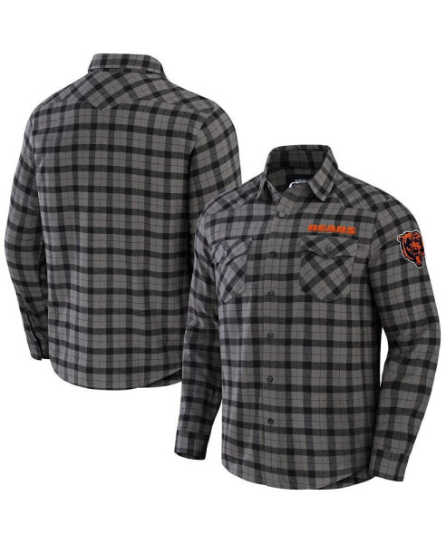 Men's NFL x Darius Rucker Collection by Gray Chicago Bears Flannel Long Sleeve Button-Up Shirt