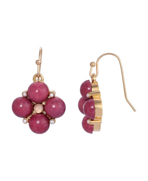 Pink Maroon Howlite Drop Earrings