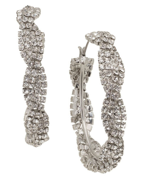 Medium Pavé Twist Hoop Earrings, 1.5", Created for Macy's