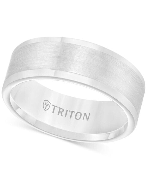 Men's Ring, 8mm Wedding Band in White or Black Tungsten