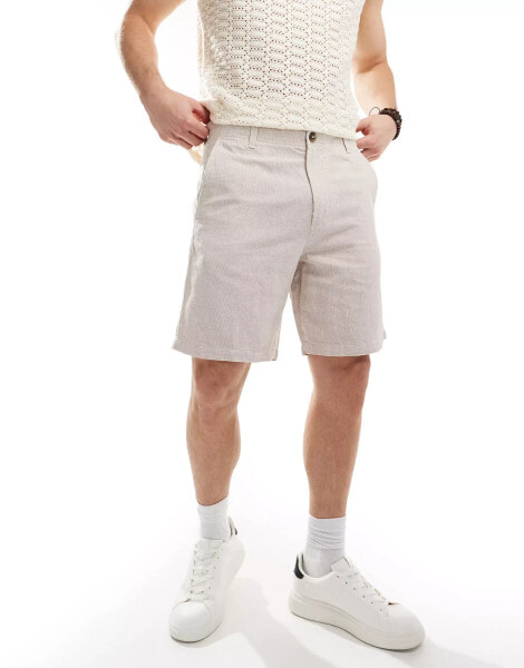 Selected Homme linen mix short in white