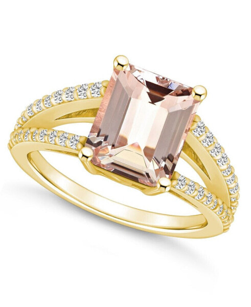 Morganite and Diamond Accent Ring in 14K Yellow Gold
