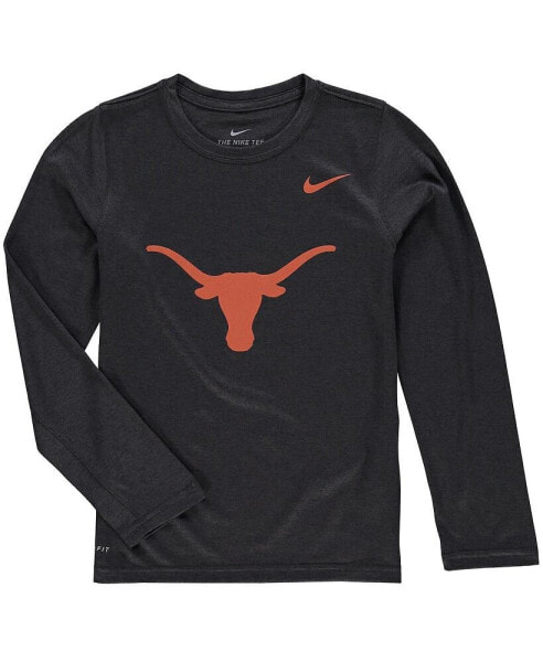 Big Boys Heather Gray Texas Longhorns Legend Logo Long Sleeve Performance T-shirt