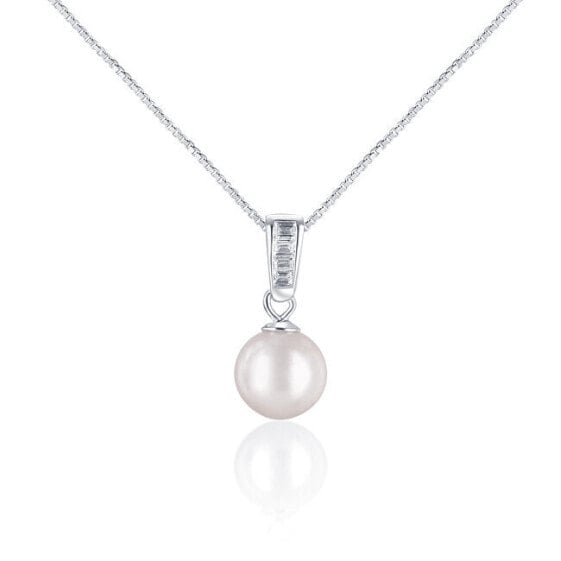 Elegant necklace with Akoya sea pearl and crystals JL0658 (chain, pendant)