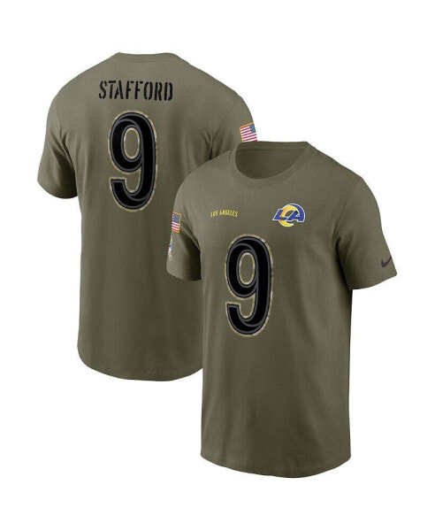 Men's Matthew Stafford Olive Los Angeles Rams 2022 Salute To Service Name and Number T-shirt