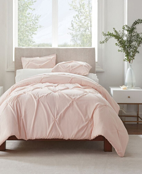 Simply Clean Antimicrobial Pleated King Duvet Set,3 Piece