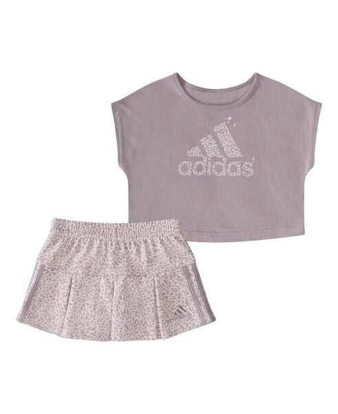 Костюм для малышей Adidas, Топ без рукавов для девочек и юбка с принтом, 2 шт.