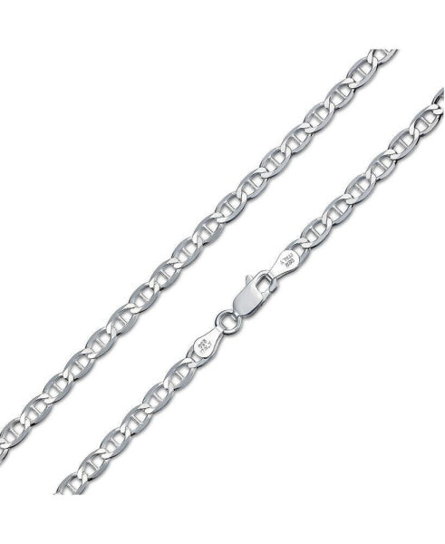 Mens Solid Heavy Sterling Silver 7MM Marina Anchor Nautical Mariner Chain Link Necklace For 24 Inch