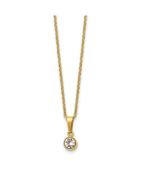 Yellow IP-plated Crystal Pendant Cable Chain Necklace