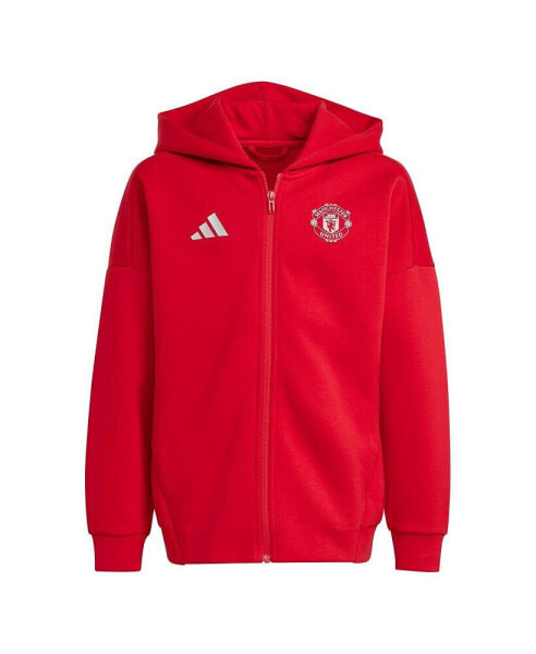 Big Boys and Girls Red Manchester United 2024/25 Anthem Full-Zip Hoodie