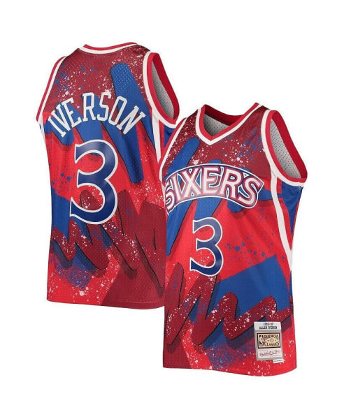 Men's Allen Iverson Red Philadelphia 76ers Hardwood Classics 1996 Hyper Hoops Swingman Jersey