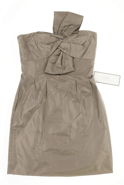 J.CREW Womens Silk Taffeta Bow Special Sleeveless Sheath Dress Gray Size 2P