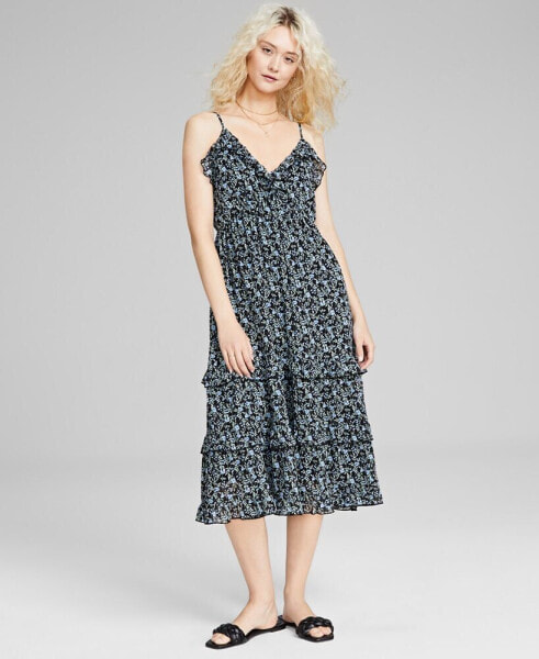 Women's Tiered-Ruffle Sleeveless Midi Dress, Created for Macy's