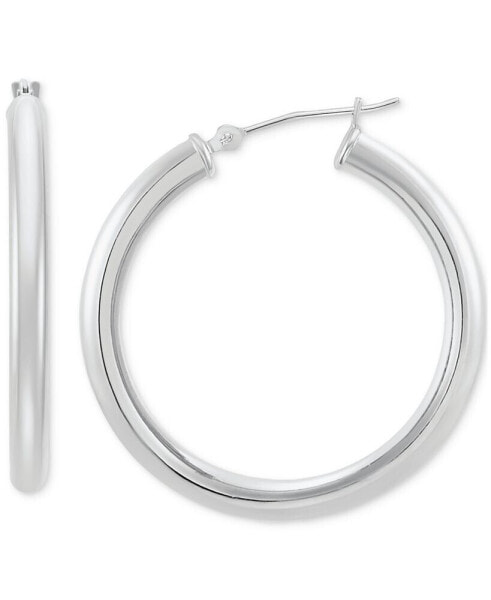 Polished Round Hoop Earrings in 14k Gold, 30mm