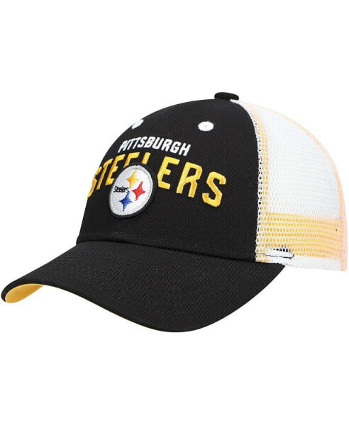 Бейсболка сетчатая OuterStuff для мальчиков и девочек Черный, Белый Pittsburgh Steelers Core Lockup Mesh Back Snapback Hat