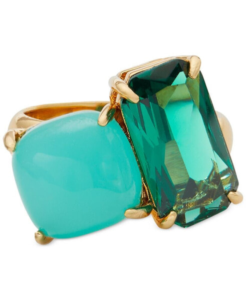 Gold-Tone Double Crystal Statement Ring