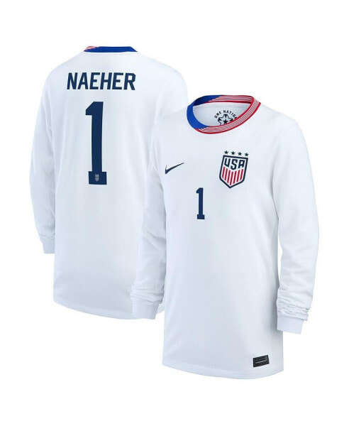 Big Boy's and Girl's Alyssa Naeher White USWNT 2024 Home Replica Long Sleeve Jersey