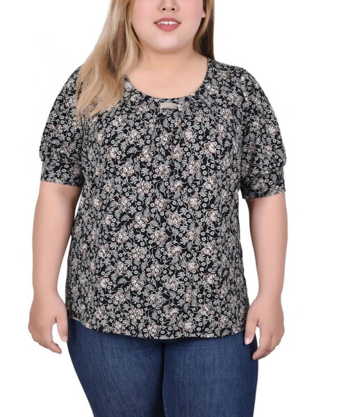 Plus Size Short Sleeve Balloon Sleeve Top