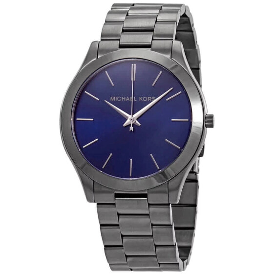 Michael Kors Men's Slim Runway Blue Dial Gunmetal Watch - MK8584 NEW