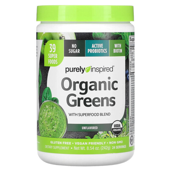 Смесь Липотропиков Organic Greens, беспривкусная, 242 г от Purely Inspired