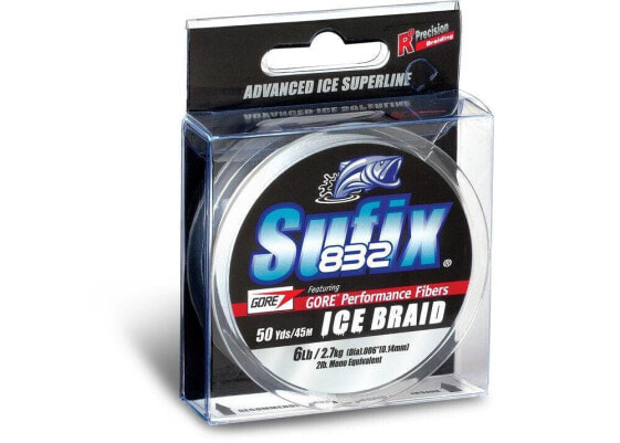 Sufix 671-008GH 832 Ice Fishing Braided Line, 8lb, 50yd, Ghost