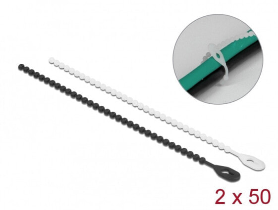 Delock 19507 - Beaded cable tie - Polyamide - Black - White - 4.9 cm - -40 - 85 °C - 18 cm