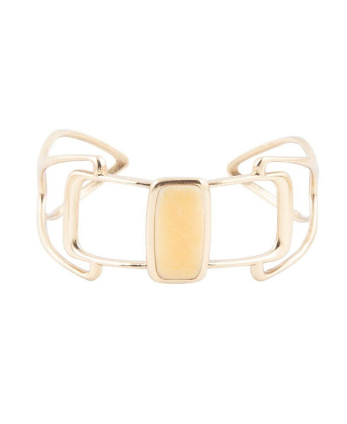 Luster Genuine Yellow Agate Rectangle Cuff Bracelet