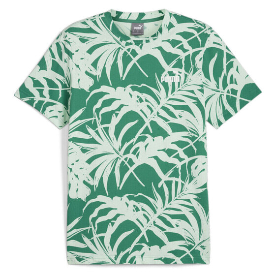 Puma Essential Palm Resort Graphic Crew Neck Short Sleeve T-Shirt Mens Green Cas