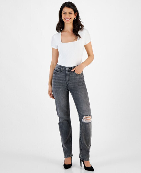 Women's High-Rise Distress Jeans, Created for Macy's