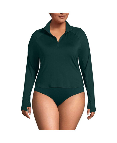 Plus Size Long Sleeve Rash Guard Cover-up UPF 50