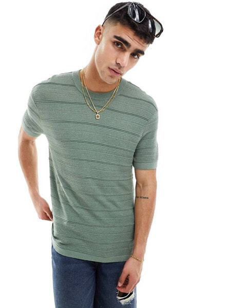 Hollister relaxed fit knitted t-shirt in green