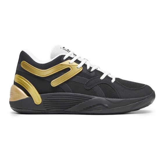 Puma Trc Blaze Court Basketball Mens Black, Gold Sneakers Athletic Shoes 376582