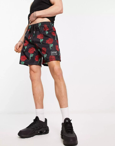 Versace Jeans Couture roses shorts in black