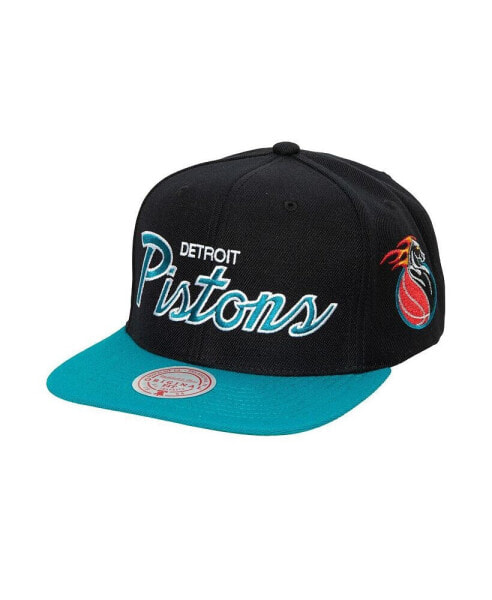 Men's Black Detroit Pistons Hardwood Classics MVP Team Script 2.0 Snapback Hat