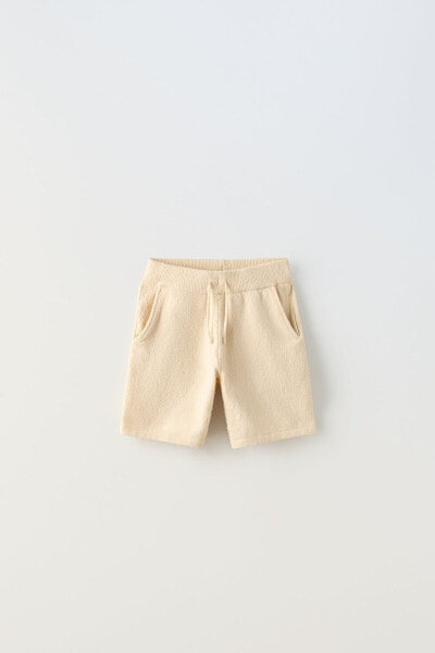 Textured terry bermuda shorts