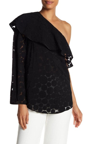 Diane von Furstenberg Polkadot One Shoulder Ruffled Top Women's Sz. Small 153325