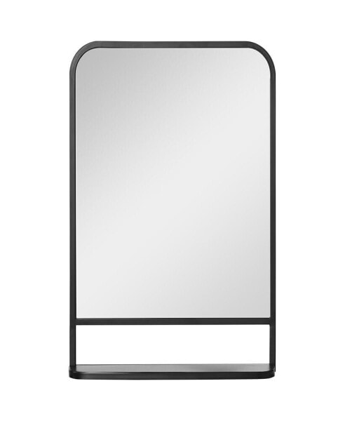 34" x 21" Rectangle Modern Wall Mirror with Storage Shelf, Mirrors for Wall in Living Room, Bedroom, Black