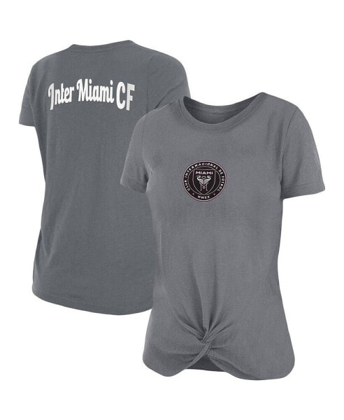 Women's Gray Inter Miami CF Front Twist T-shirt