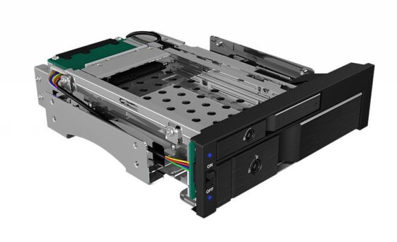 ICY BOX IB-173SSK - 13.3 cm (5.25") - Storage drive tray - 2.5/3.5" - SATA - SATA II - SATA III - Serial Attached SCSI (SAS) - Black - Aluminium