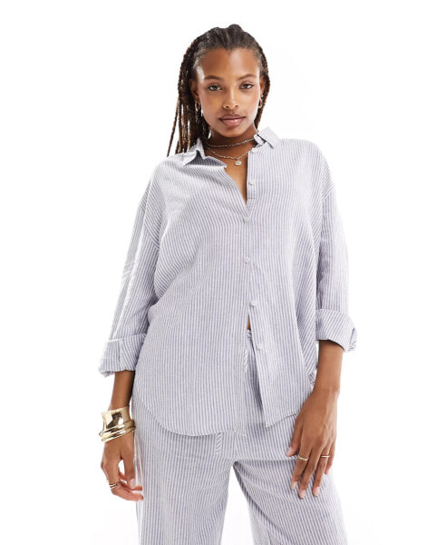 Cotton On relaxed oversized shirt in stripe linen