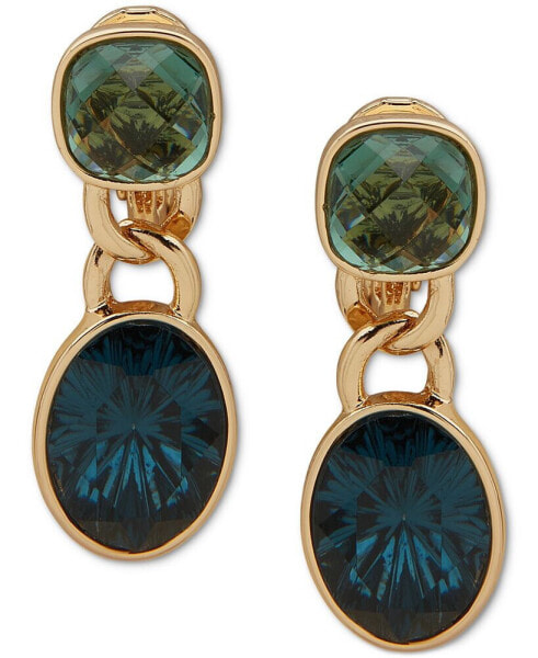 Gold-Tone Stone Clip-On Drop Earrings