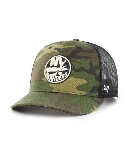 Men's Camo, Black New York Islanders Trucker Snapback Hat