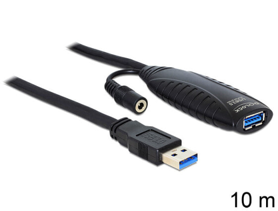 Разъем USB3.0-A - USB3.0-A - 10 м - USB A - USB A - USB 3.2 Gen 1 (3.1 Gen 1) - мужской/женский - черный - Delock
