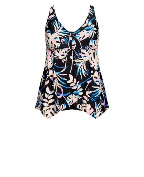 Plus Size Sharkbite Print Tankini Top