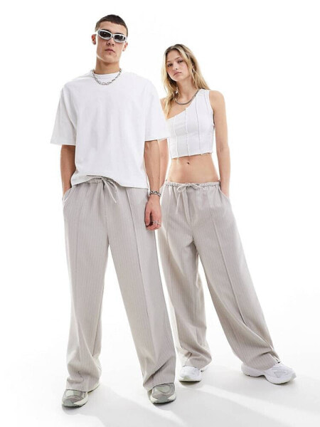 COLLUSION Unisex formal joggers in grey stripe