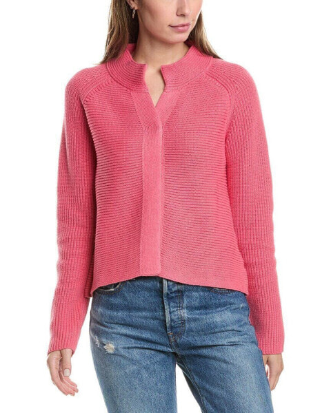 Forte Cashmere Rib Mock Cardigan Women's Pink Xs