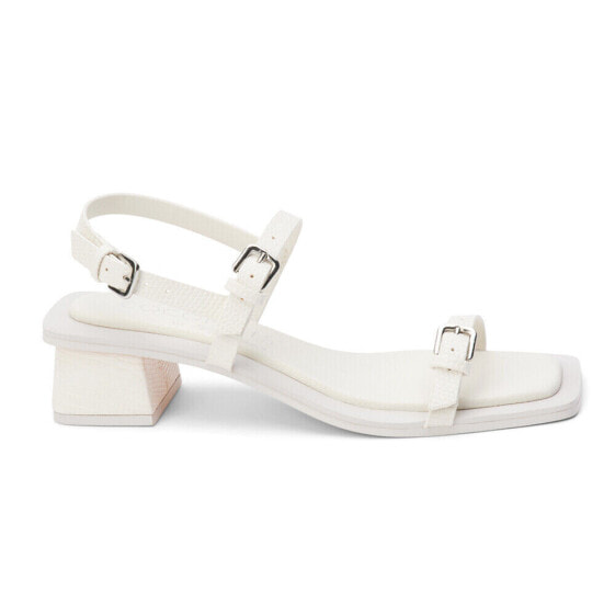 COCONUTS by Matisse Maya Lizard Block Heels Womens White Dress Sandals MAYA-329